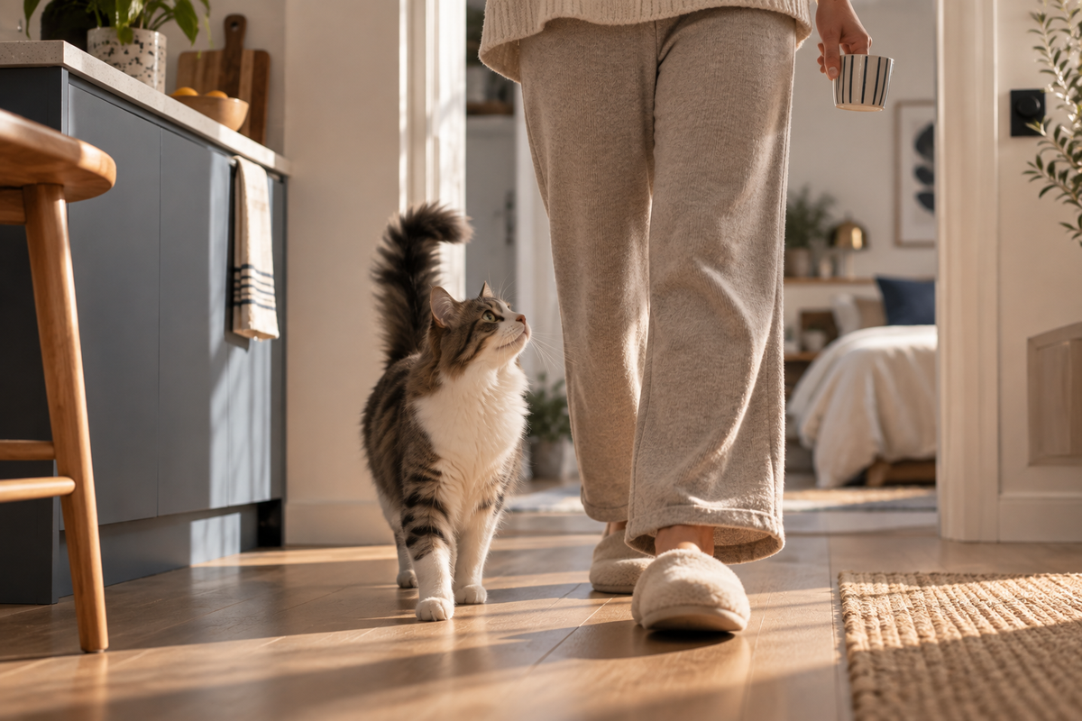 Votre chat vous suit partout… et ce n’est pas forcément pour des câlins